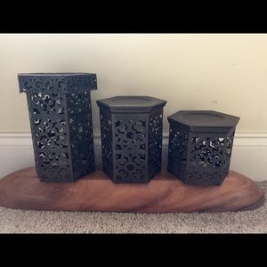 World Market set of 3 boho candle holders